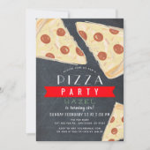 Pizza Party Krijtbord Red Gingham Verjaardag Kaart (Voorkant)