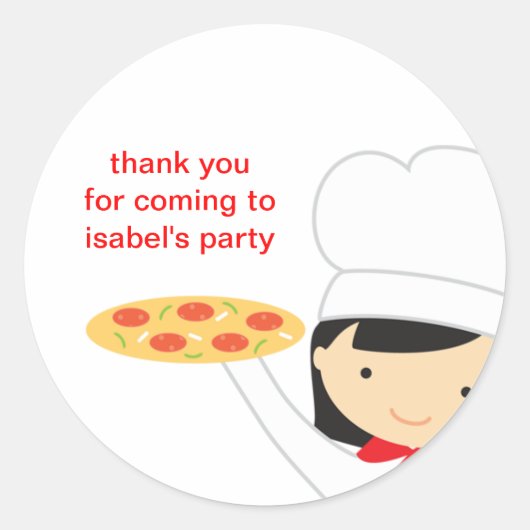 Pizza Party Meisje Stickers (Voorkant)