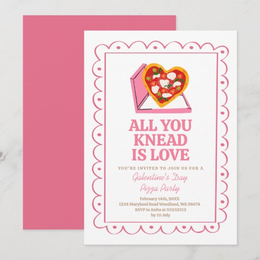 Pizza Party Meisje's Galentijnse brunch Kaart (Voorkant / Achterkant)