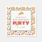 Pizza Party Modern Custom Age Kids Verjaardag Scha Servet (Voorkant)