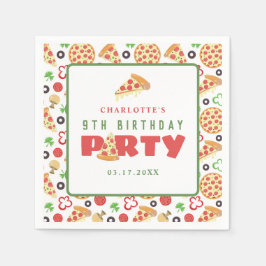 Pizza Party Modern Custom Age Kids Verjaardag Scha Servet
