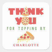 Pizza Party Modern Kids Verjaardagsgunst Dank u Vierkante Sticker (Voorkant)