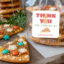 Pizza Party Modern Kids Verjaardagsgunst Dank u Vierkante Sticker