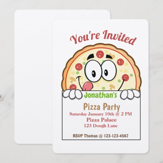 Pizza Party nodigt uit Kaart (Voorkant / Achterkant)