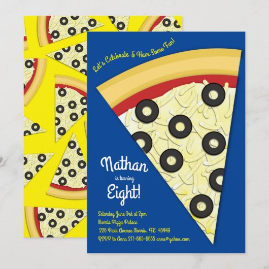 Pizza Party Olive Pizza Slice Kaart (Voorkant / Achterkant)