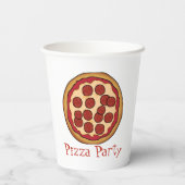Pizza Party Papieren Bekers (Achterkant)