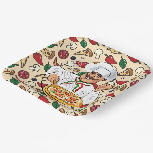 Pizza Party Papieren Bordje (Gebogen)
