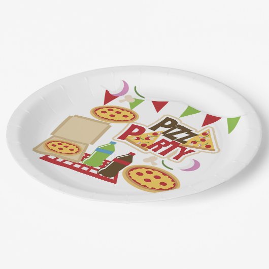 Pizza Party Papieren Bordje (Gekanteld)