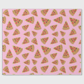 Pizza Party Pattern Pink Wrapping Paper Cadeaupapier (Vlak)