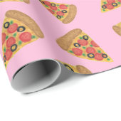 Pizza Party Pattern Pink Wrapping Paper Cadeaupapier (Rol Hoek)