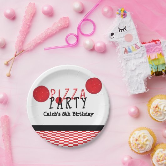 Pizza Party Pepperoni Aangepaste Verjaardag Party Papieren Bordje (Feest)