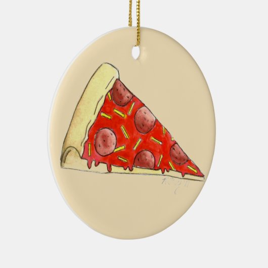 Pizza Party Pepperoni Cheese New York Pizzeria Keramisch Ornament (Rechts)