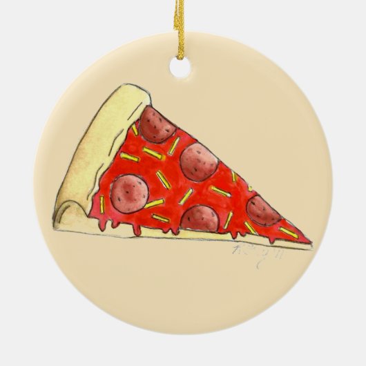 Pizza Party Pepperoni Cheese New York Pizzeria Keramisch Ornament (Achterkant)