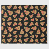 Pizza Party Pepperoni Novelty Black Cadeaupapier (Vlak)