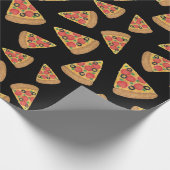 Pizza Party Pepperoni Novelty Black Cadeaupapier (Hoek)