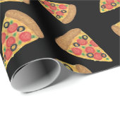 Pizza Party Pepperoni Novelty Black Cadeaupapier (Rol Hoek)
