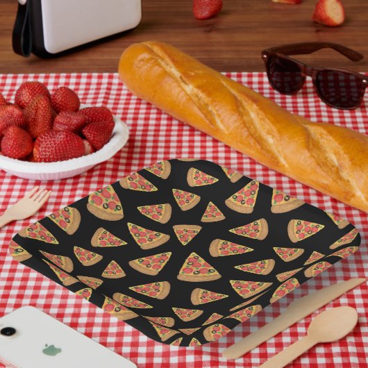Pizza Party Pepperoni Novelty Black Papieren Bordje (Picknick)