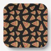 Pizza Party Pepperoni Novelty Black Papieren Bordje (Voorkant)