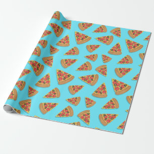 Pizza Party Pepperoni Novelty Blue Cadeaupapier