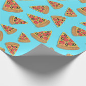 Pizza Party Pepperoni Novelty Blue Cadeaupapier (Hoek)