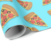 Pizza Party Pepperoni Novelty Blue Cadeaupapier (Rol Hoek)