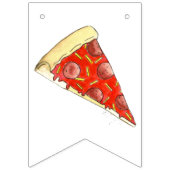 PIZZA PARTY Pepperoni Pie Slice Pizzeria Birthday Vlaggetjes (Eerste vlag)