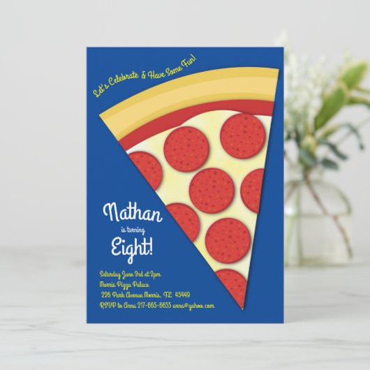 Pizza Party Pepperoni Pizza Slice Kaart (Staand voorkant)