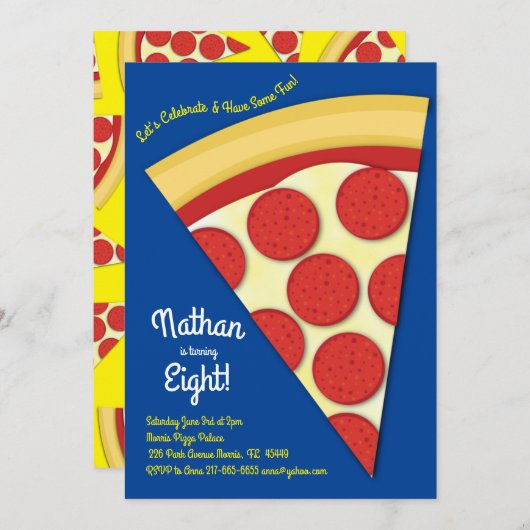Pizza Party Pepperoni Pizza Slice Kaart (Voorkant / Achterkant)