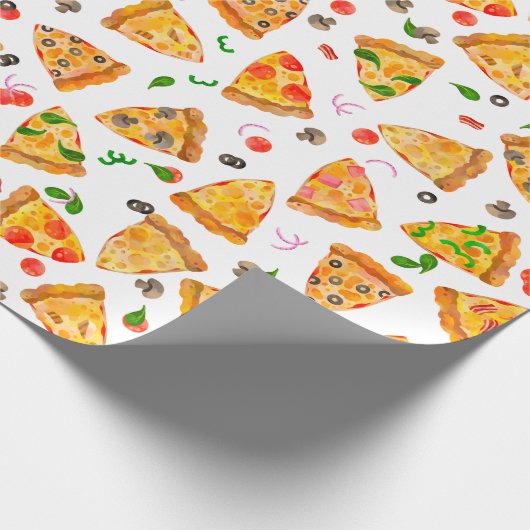 Pizza Party Personalized Kids Birthday Cadeaupapier (Hoek)
