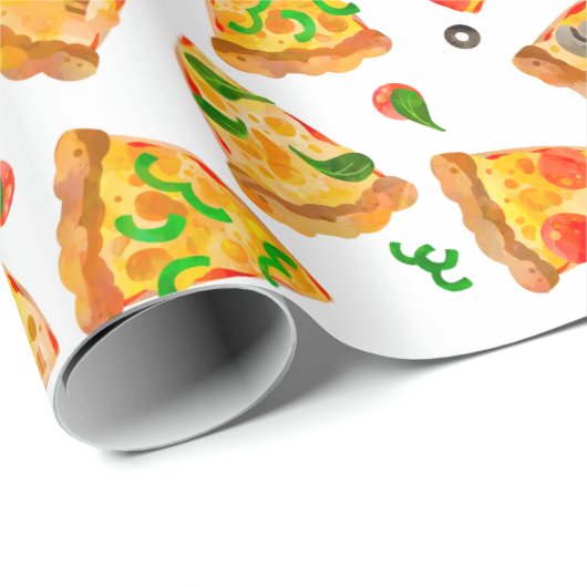 Pizza Party Personalized Kids Birthday Cadeaupapier (Rol Hoek)