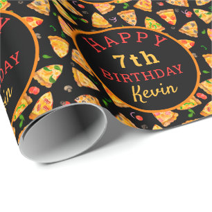 Pizza Party Personalized Kids Birthday Cadeaupapier