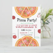 Pizza Party, Pizza Birthday, speelbal Kaart (Staand voorkant)