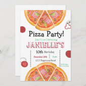 Pizza Party, Pizza Birthday, speelbal Kaart (Voorkant / Achterkant)