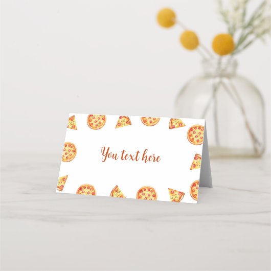 Pizza Party Place Card Verjaardag Plaatskaartje (Achterkant)