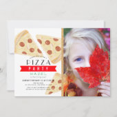 Pizza Party Red Gingham Foto Verjaardag Kaart (Voorkant)