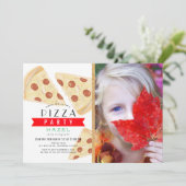 Pizza Party Red Gingham Foto Verjaardag Kaart (Staand voorkant)