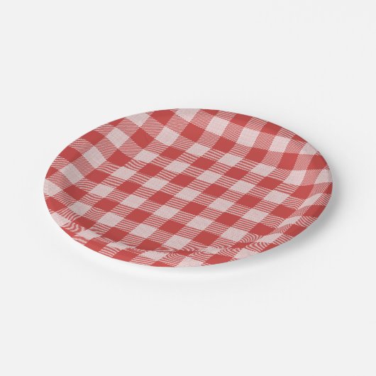 Pizza Party Red Gingham Plaid Papier Bord (Gekanteld)