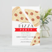 Pizza Party Red Gingham Verjaardag Kaart (Staand voorkant)