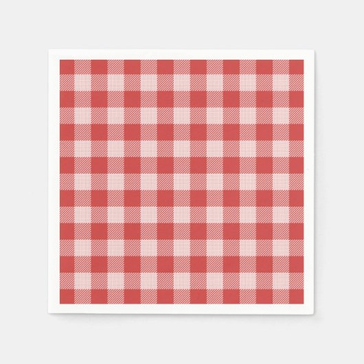 Pizza Party Rode Gingham geruite papieren servet (Voorkant)