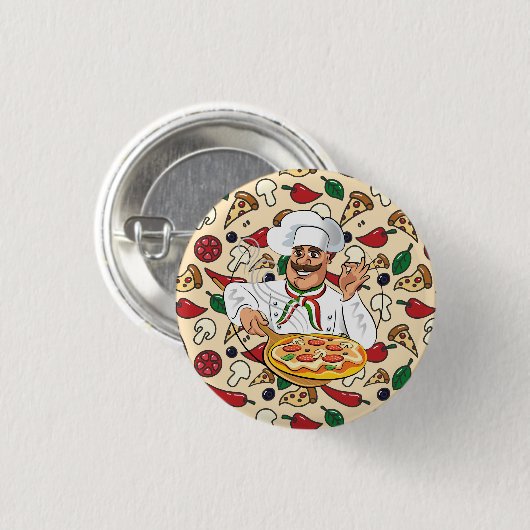 Pizza Party Ronde Button 3,2 Cm (Voorkant /achterkant)