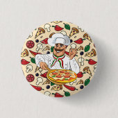 Pizza Party Ronde Button 3,2 Cm (Voorkant)