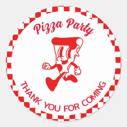 Pizza Party Ronde Sticker (Voorkant)