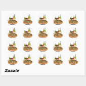 Pizza Party Ronde Sticker (Vel)