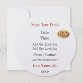 Pizza Party Round Invitation - SRF Kaart (Achterkant)