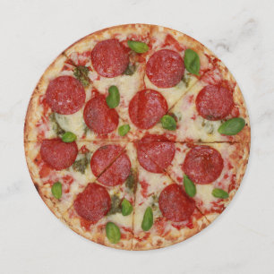 Pizza Party Round Invitation - SRF Kaart