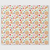 Pizza Party Schattige Pizza Pattern Kids Verjaarda Cadeaupapier (Vlak)