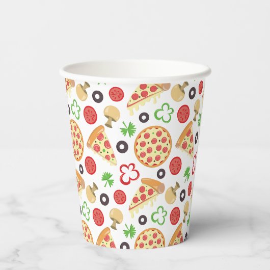 Pizza Party Schattige Pizza Pattern Kids Verjaarda Papieren Bekers (Achterkant)