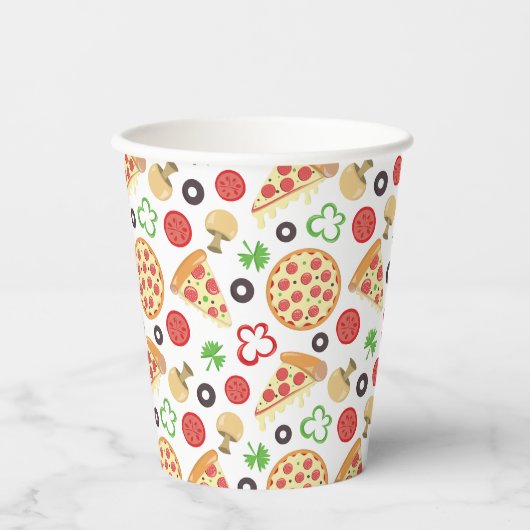 Pizza Party Schattige Pizza Pattern Kids Verjaarda Papieren Bekers (Voorkant)