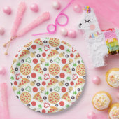 Pizza Party Schattige Pizza Pattern Kids Verjaarda Papieren Bordje (Feest)