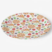 Pizza Party Schattige Pizza Pattern Kids Verjaarda Papieren Bordje (Gekanteld)